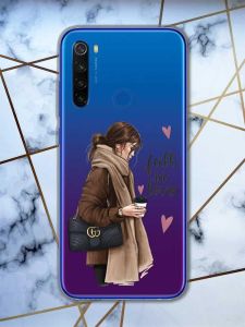 Прозорий чохол на Xiaomi Redmi Note 8T  дизайн Дівчина з кавою принт 112