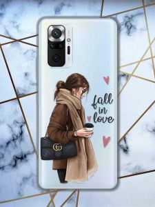 Прозорий чохол для Xiaomi Redmi Note 10 Pro/10 Pro Max :: Дівчина з кавою | принт 112