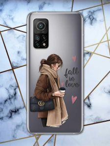 Прозорий чохол на Xiaomi Mi 10T / Mi 10T Pro дизайн Дівчина з кавою принт 112