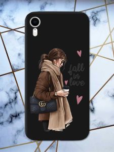 Матовий чорний чохол на Apple iPhone XR дизайн Дівчина з кавою принт 112