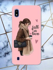 Матовий рожевий чохол на Samsung Galaxy А10 (2019) А105 дизайн Дівчина з кавою принт 112