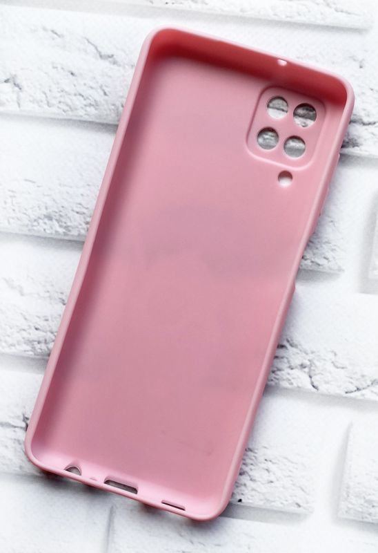 Матовий рожевий чохол на Samsung Galaxy A12 дизайн Капучіно котик принт 97