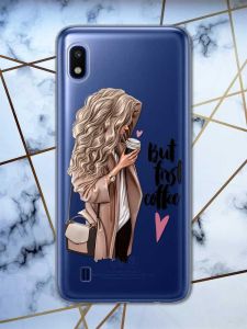 Чохол на Samsung Galaxy A10 (2019) A105 дизайн Дівчина з кавою принт 114