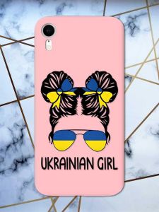 Матовий рожевий чохол на Apple iPhone XR патріотичний дизайн Українська дівчина принт 113