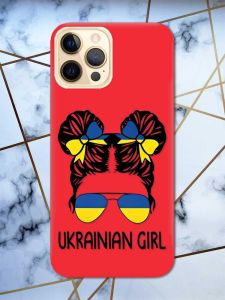 Матовий червоний чохол на Apple iPhone 12 Pro Max патріотичний дизайн Українська дівчина принт 113