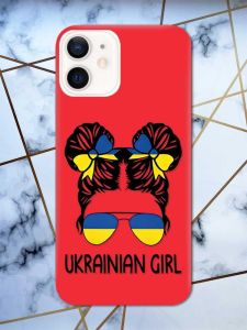 Матовий червоний чохол на Apple iPhone 12 / 12 Pro (6.1) патріотичний дизайн Українська дівчина принт 113