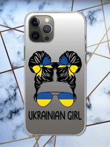 Прозорий чохол на iPhone 12 Pro Max патріотичний дизайн Українська дівчина принт 113