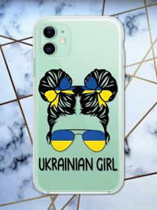 Прозорий чохол на Apple iPhone 11 (6,1) патріотичний дизайн Українська дівчина принт 113