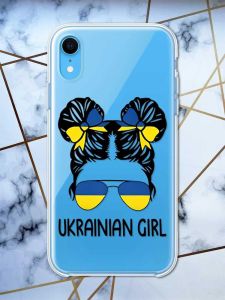 Прозорий чохол на iPhone XR патріотичний дизайн Українська дівчина принт 113