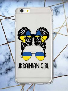Прозорий чохол на iPhone 6+/6 Plus патріотичний дизайн Українська дівчина принт 113