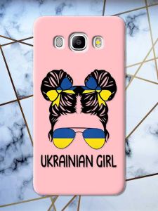 Матовий рожевий чохол на Samsung Galaxy J5(2016) J510 патріотичний дизайн Українська дівчина принт 113
