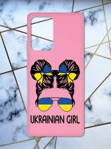 Матовий рожевий чохол на Samsung Galaxy A52 патріотичний дизайн Українська дівчина принт 113