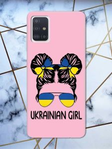 Матовий рожевий чохол на Samsung Galaxy A51 патріотичний дизайн Українська дівчина принт 113