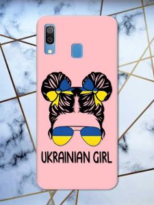 Матовий рожевий чохол на Samsung Galaxy А30 (2019) / А20 (2019) патріотичний дизайн Українська дівчина принт 113