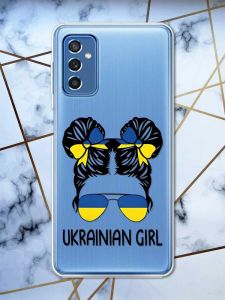 Прозорий чохол на Samsung Galaxy M52 патріотичний дизайн Українська дівчина принт 113