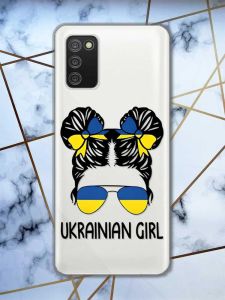 Прозорий чохол для Samsung Galaxy A02s  патріотичний дизайн Українська дівчина принт 113