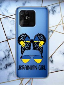 Прозорий чохол на Xiaomi Redmi 10C патріотичний дизайн Українська дівчина принт 113