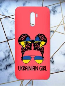 Матовий червоний чохол на Xiaomi Redmi Note 8 Pro патріотичний дизайн Українська дівчина принт 113