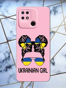 Матовий рожевий чохол на Xiaomi Redmi 10C патріотичний дизайн Українська дівчина принт 113