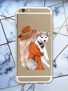 Прозорий чохол на iPhone 6/6s :: Дівчина з песиком (принт 115)