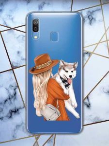 Чохол з потовщеними кутами на Samsung Galaxy A30 (2019) / A20 (2019) дизайн Дівчина з песиком принт 115