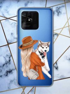 Прозорий чохол на Xiaomi Redmi 10C дизайн Дівчина з песиком принт 115