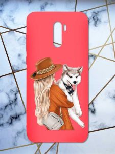 Матовий червоний чохол на Xiaomi Redmi Note 8 Pro дизайн Дівчина з песиком принт 115