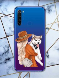 Прозорий чохол на Xiaomi Redmi Note 8T  дизайн Дівчина з песиком принт 115