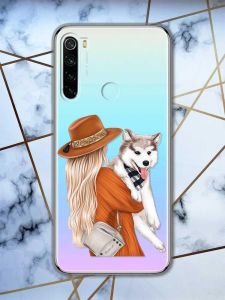 Прозорий чохол на Xiaomi Redmi Note 8  дизайн Дівчина з песиком принт 115