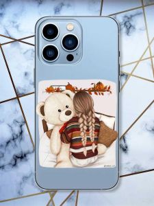 Прозорий чохол на Apple iPhone 13 Pro Max дизайн Дівчинка з ведмедиком принт 117