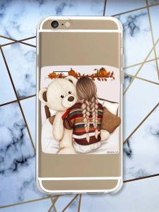 Прозорий чохол на iPhone 6/6s :: Дівчинка з ведмедиком (принт 117)