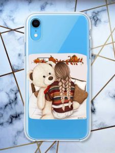 Прозорий чохол на iPhone XR дизайн Дівчинка з ведмедиком принт 117