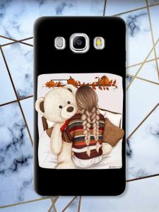 Матовий чорний чохол на Samsung Galaxy J5(2016) J510 дизайн Дівчинка з ведмедиком принт 117