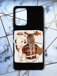 Матовий чорний чохол на Samsung Galaxy A52 дизайн Дівчинка з ведмедиком принт 117