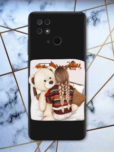 Матовий чорний чохол на Xiaomi Redmi 10C дизайн Дівчинка з ведмедиком принт 117