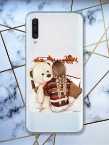 Прозорий чохол на Samsung Galaxy A50 (2019) A505 дизайн Дівчинка з ведмедиком принт 117