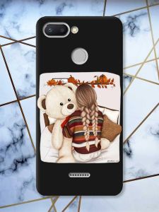 Матовий чорний чохол на Xiaomi Redmi 6 дизайн Дівчинка з ведмедиком принт 117