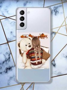 Прозорий чохол для Samsung Galaxy S21 (G991)  дизайн Дівчинка з ведмедиком принт 117