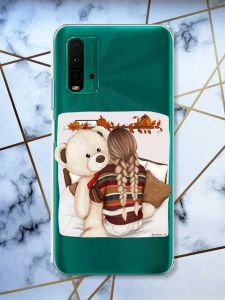 Прозорий чохол на Xiaomi Redmi 9T  дизайн Дівчинка з ведмедиком принт 117