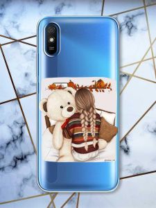 Прозорий чохол на Xiaomi Redmi 9A  дизайн Дівчинка з ведмедиком принт 117
