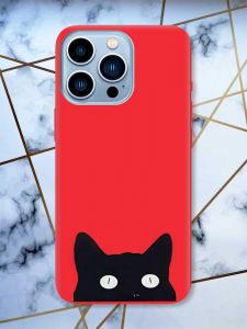 Матовий червоний чохол на Apple iPhone 13 Pro Max дизайн Котик принт 119