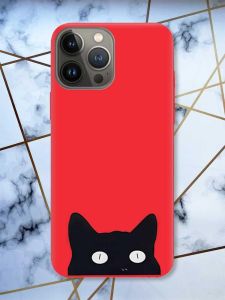 Матовий червоний чохол на Apple iPhone 13 Pro дизайн Котик принт 119