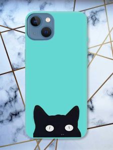 Матовий бірюзовий чохол на Apple iPhone 13 дизайн Котик принт 119