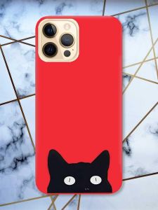 Матовий червоний чохол на Apple iPhone 12 Pro Max дизайн Котик принт 119