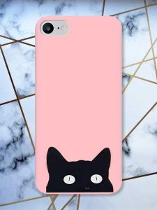 Матовий рожевий чохол на iPhone 7 / 8 дизайн Котик принт 119