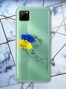 Прозорий чохол на Realme C11 патріотичний дизайн Українка Арт принт 3