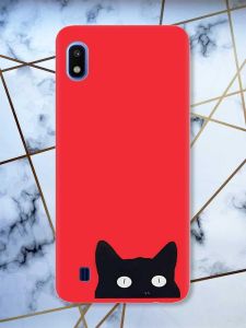 Матовий червоний чохол на Samsung Galaxy А10 (2019) А105 дизайн Котик принт 119