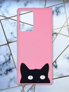 Матовий рожевий чохол на Samsung Galaxy A52 дизайн Котик принт 119