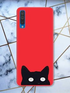 Матовий червоний чохол на Samsung Galaxy А50 (2019) А505 дизайн Котик принт 119