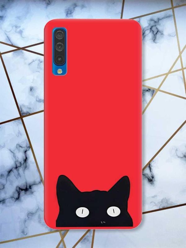 Матовий червоний чохол на Samsung Galaxy А50 (2019) А505 дизайн Котик принт 119